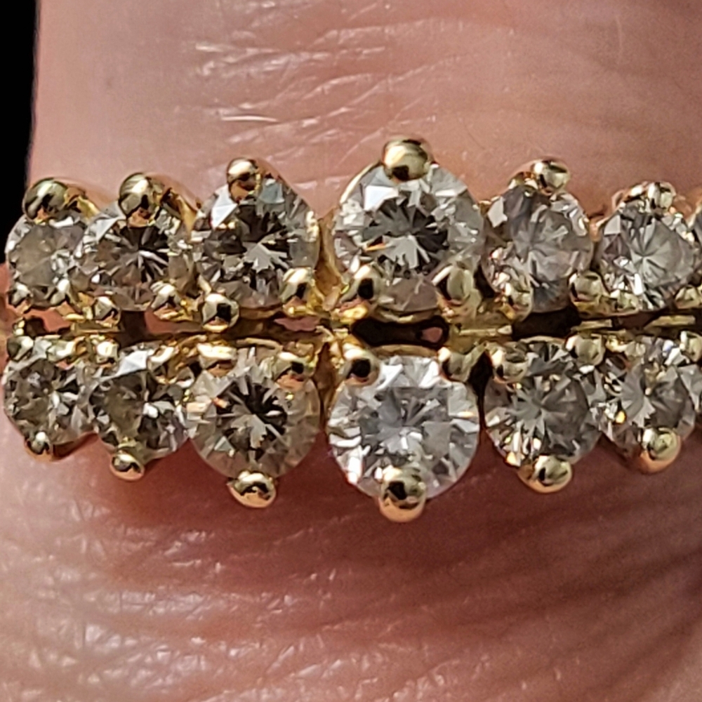 14k Yellow & White Gold Round Diamond Anniversary Band - Picture 4 of 16